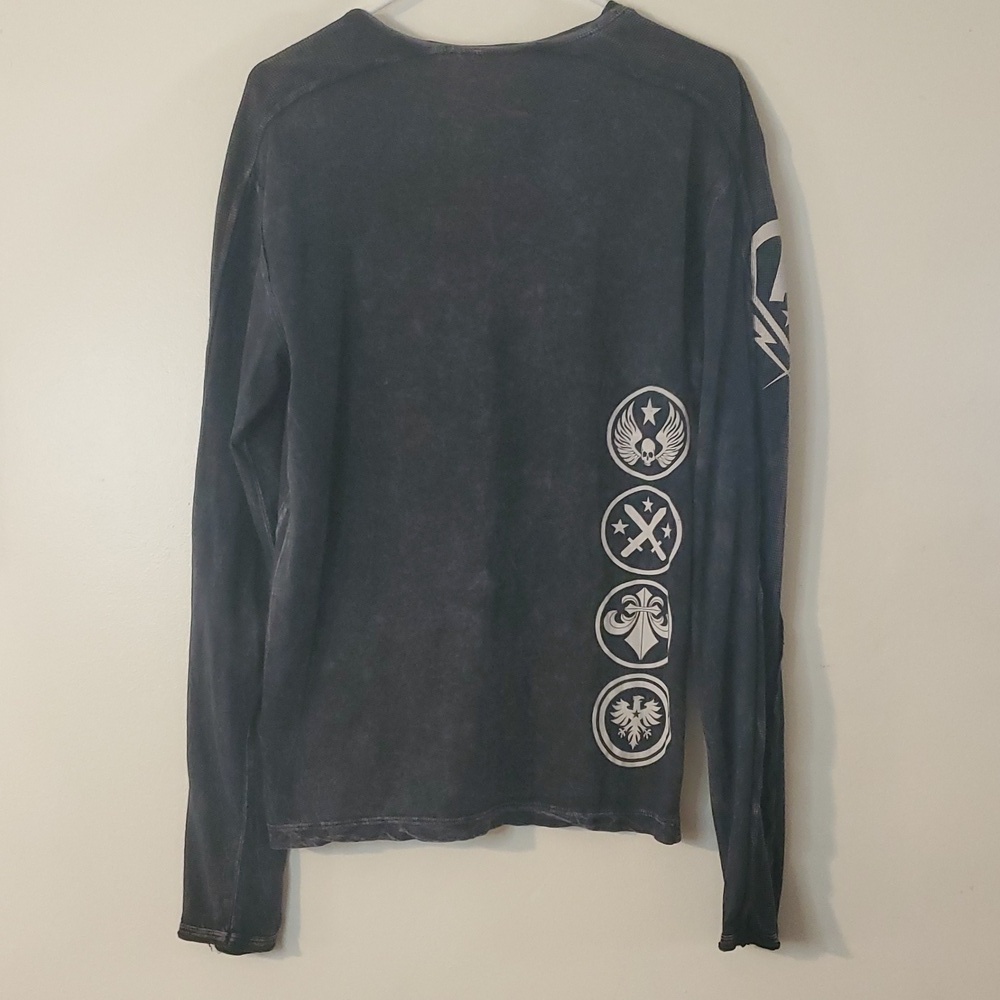 Mens Affliction Burnout Longsleeve Top Size Medium Back Arm Chest Graphic - Picture 6 of 9